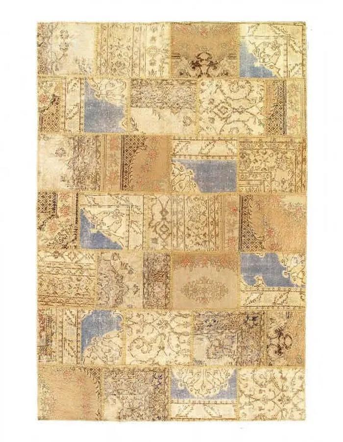 Canvello Beige Turkish Patchwork Area Rug 6' X 9' - Canvello