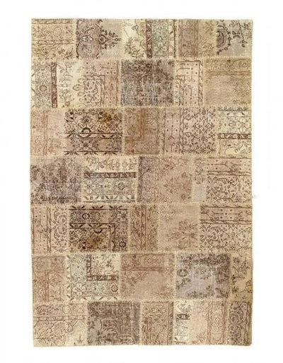 Canvello Beige Turkish Patchwork Rug - 6' X 8'11" - Canvello