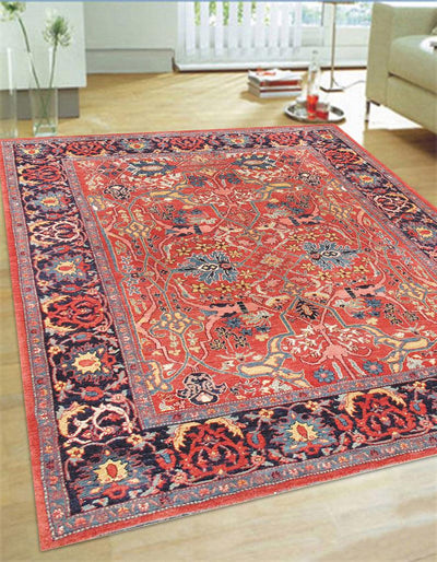 Canvello Bidjar Hand - Knotted Rust And Navy Rug - 5' 6" X 7' 6" - Canvello