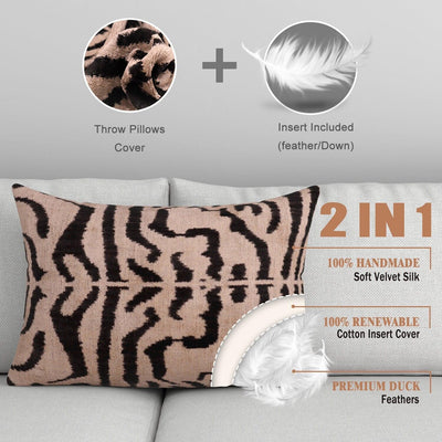 Canvello Black And Beige Tiger Print Throw Pillows | 16 x 24 in (40 x 60 cm) - Canvello