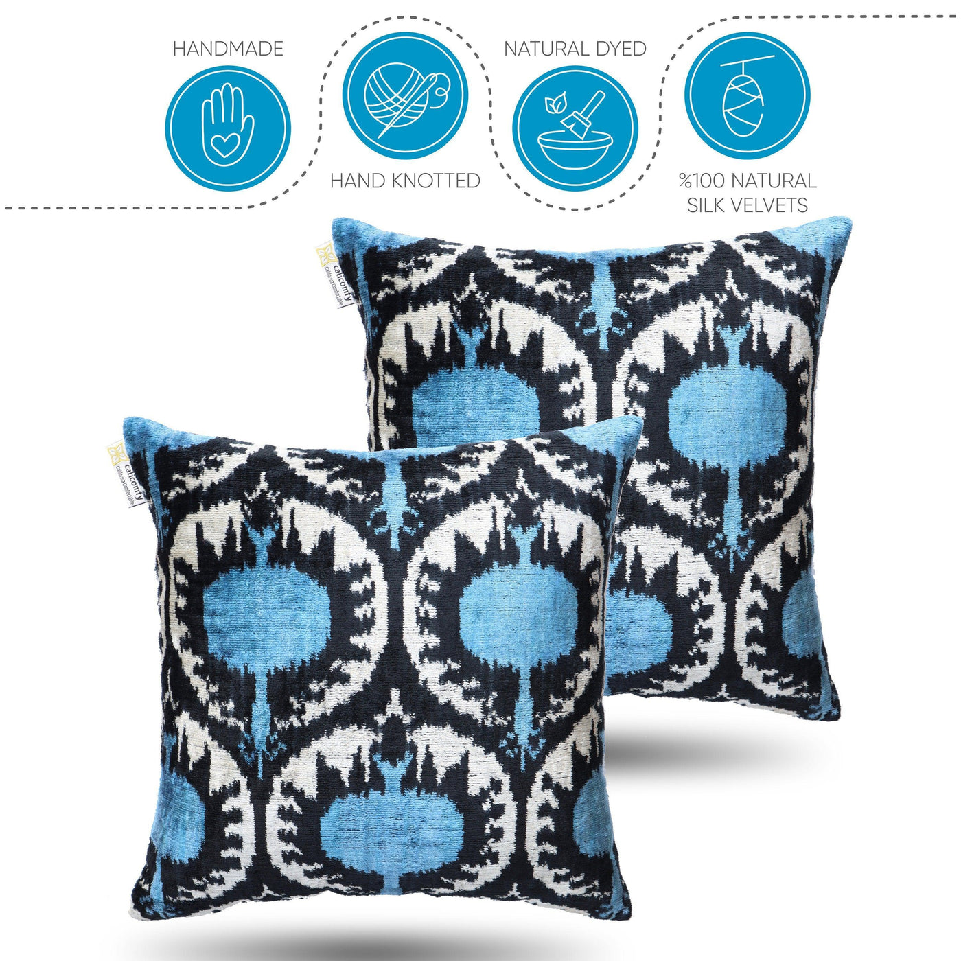 Canvello Black And Blue Throw Pillows | 18x18 | Set of 2
