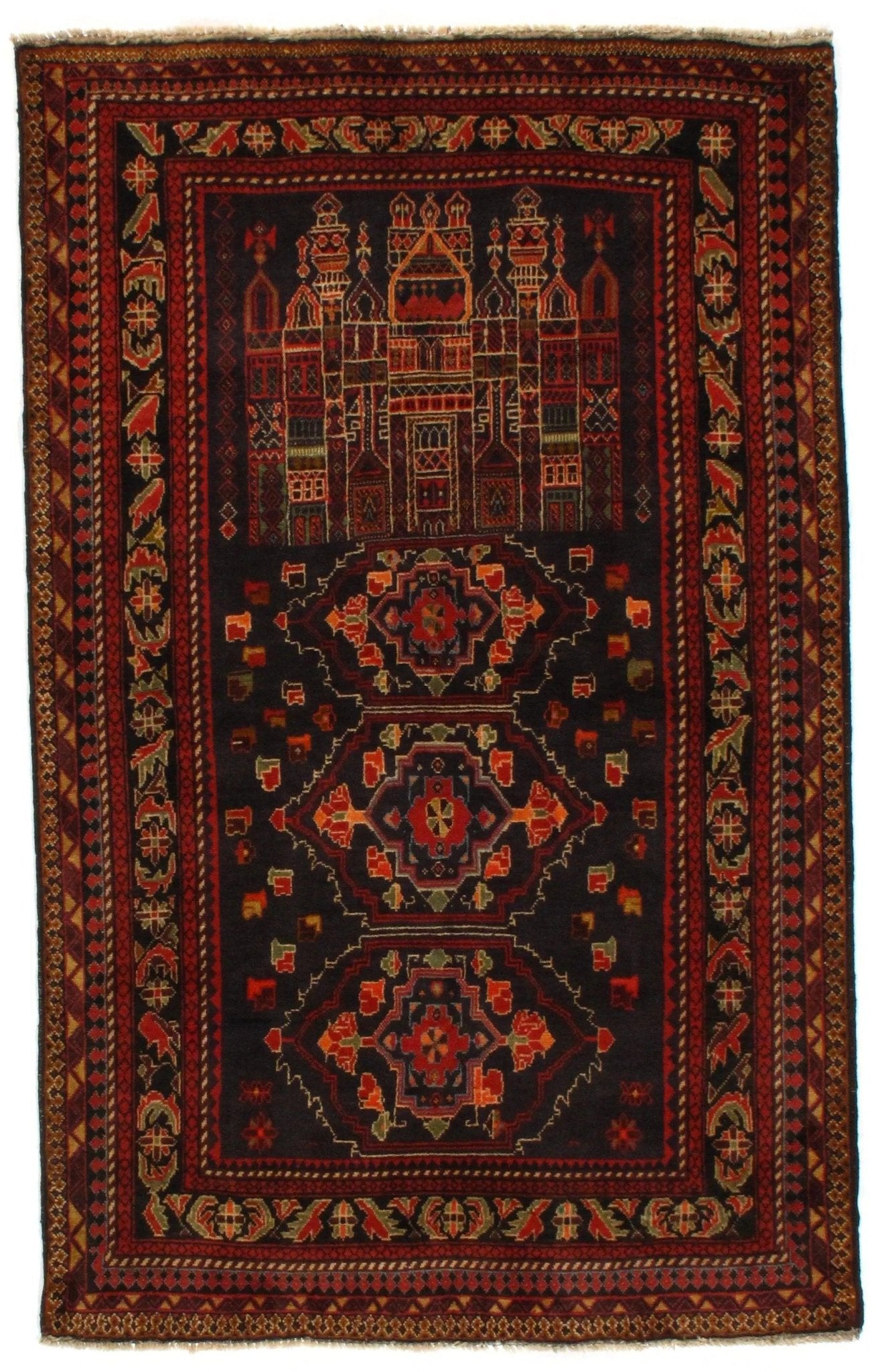 Canvello Black Balouchi Prayer Rug - 3' x 5' - Canvello