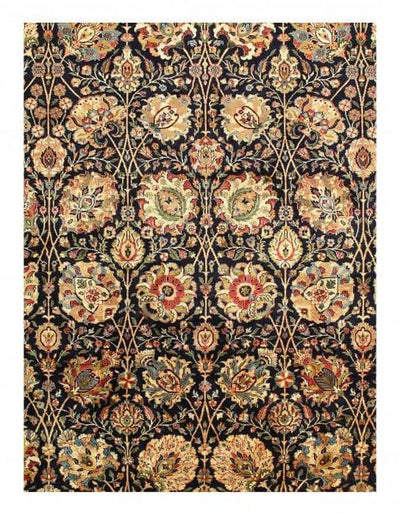 Canvello Black Color Fine Hand Knotted Agra Rug 9'1'' X 12' - Canvello