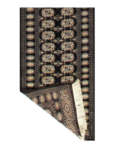 Canvello Black Color Fine Hand Knotted Bokhara runner 2'7'' X 11'2'' - Canvello