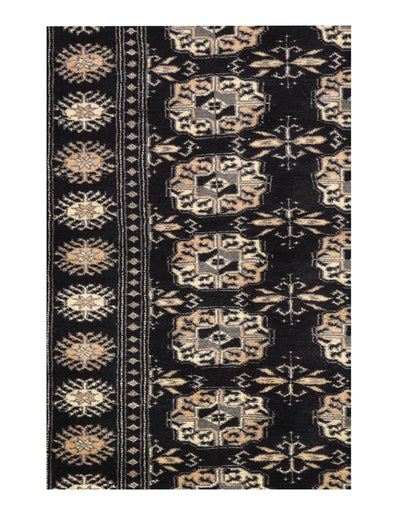 Canvello Black Color Fine Hand Knotted Bokhara runner 2'7'' X 11'2'' - Canvello