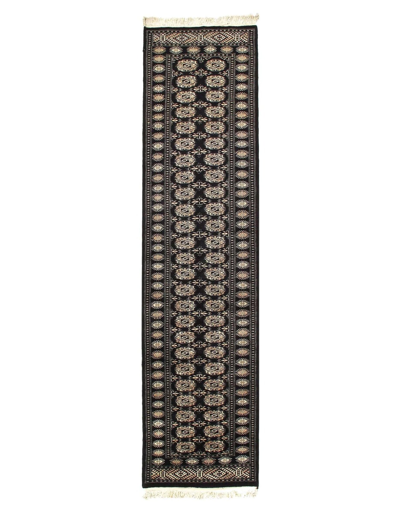 Canvello Black Color Fine Hand Knotted Bokhara runner 2'7'' X 11'2'' - Canvello