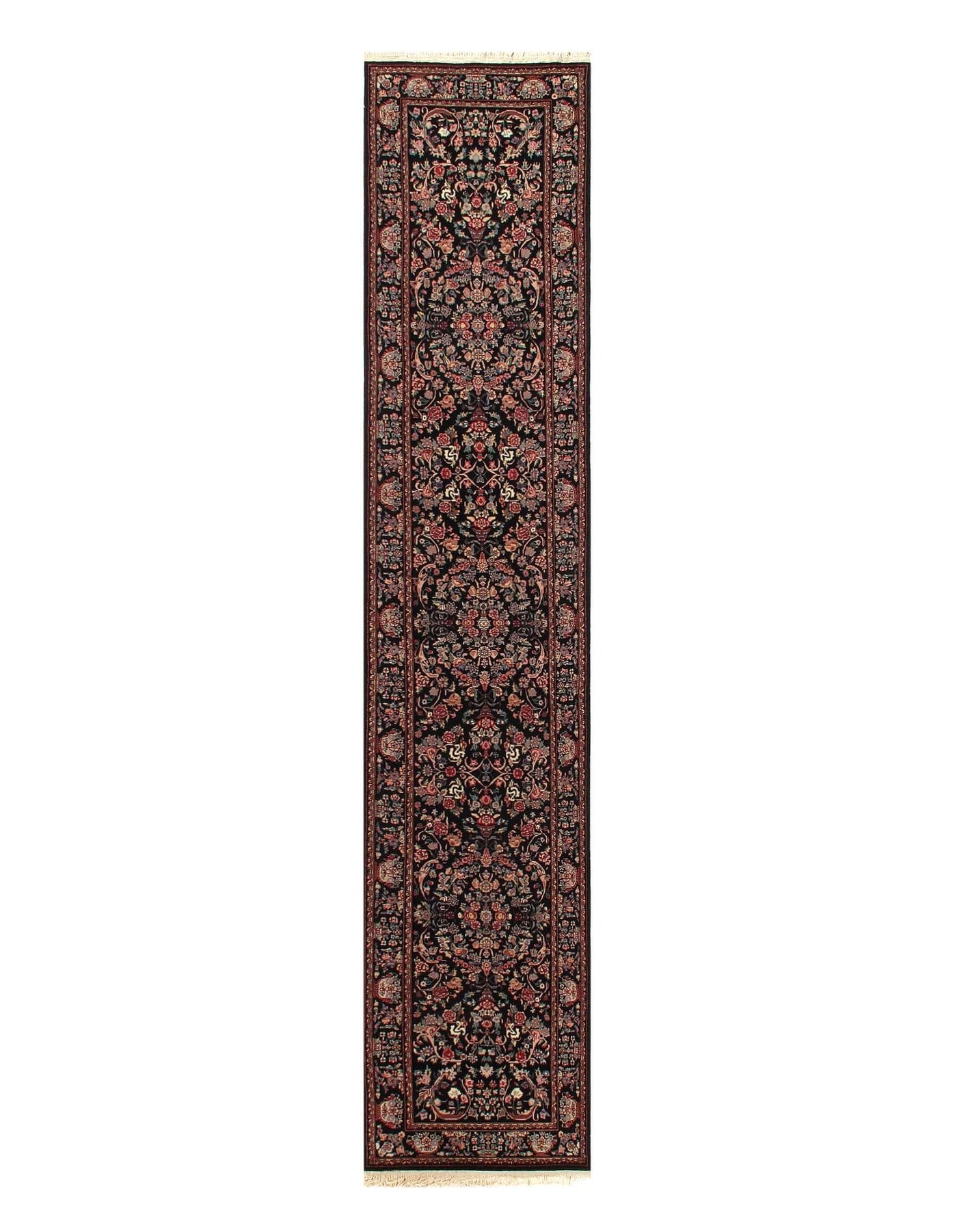 Black Color fine Hand Knotted Yazd runner 2'6'' X 12'2''