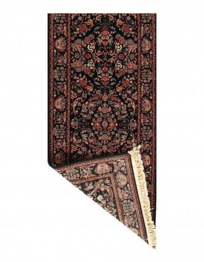 Black Color fine Hand Knotted Yazd runner 2'6'' X 12'2''