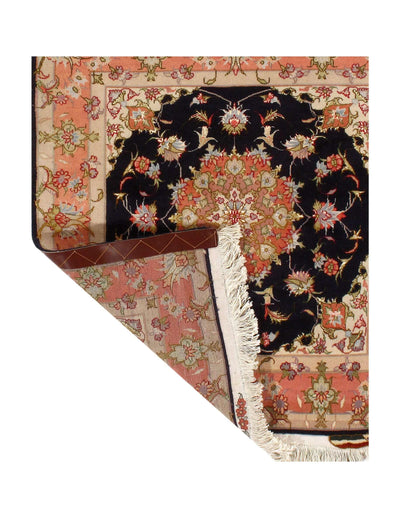 Black Color Fine Persian Tabriz Square rug 3'5'' X 3'5''