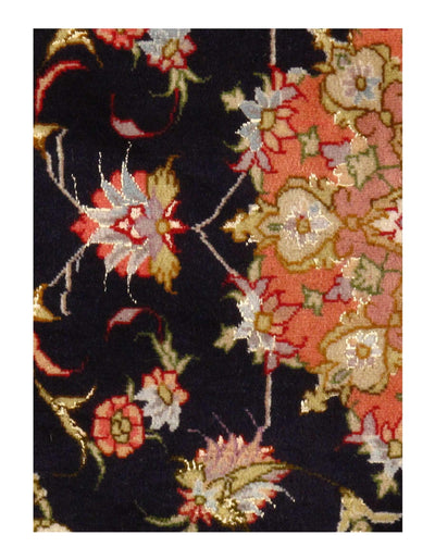 Black Color Fine Persian Tabriz Square rug 3'5'' X 3'5''