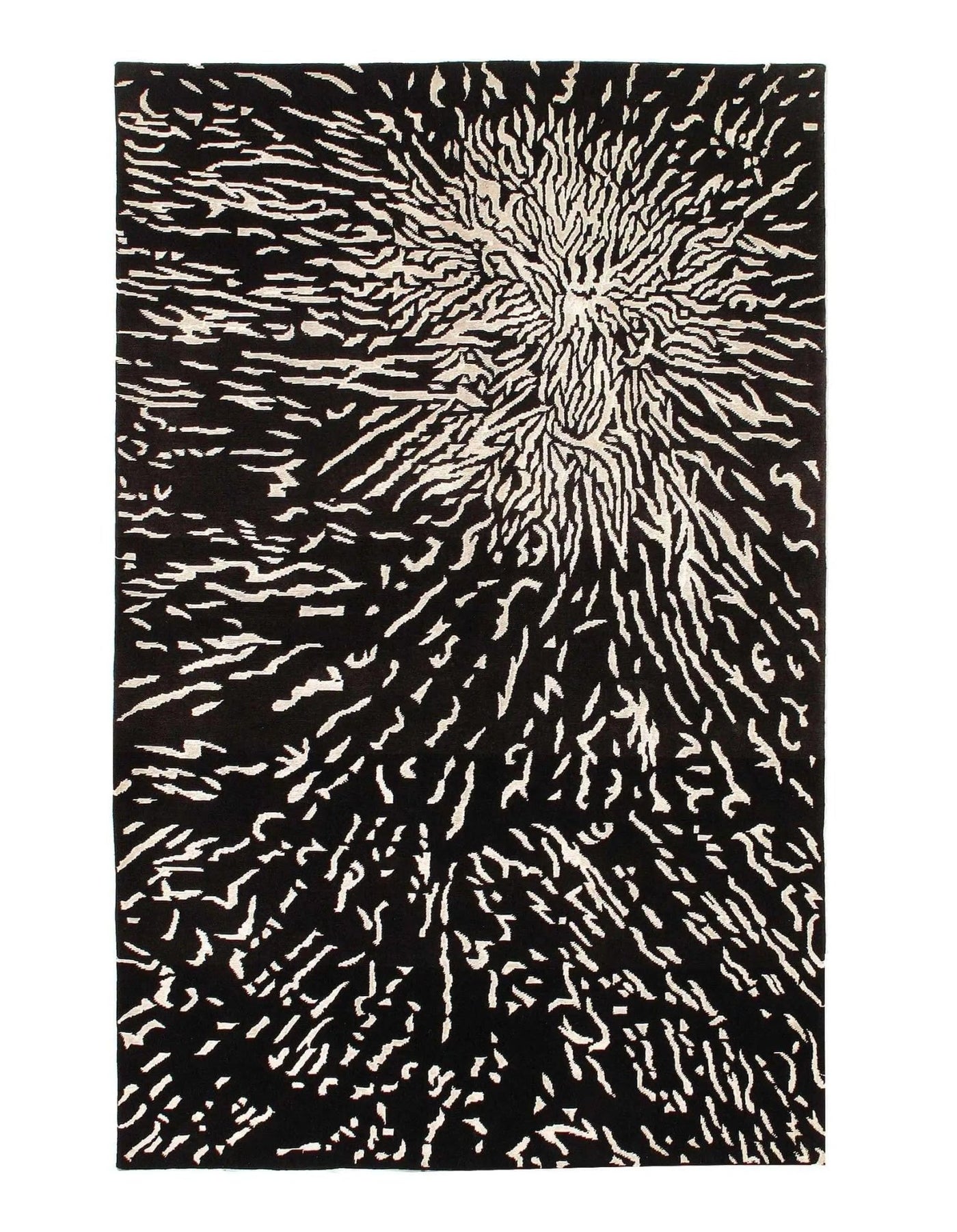 Canvello Black Contemporary Tibetan Area Rug - 5'x8' - Canvello