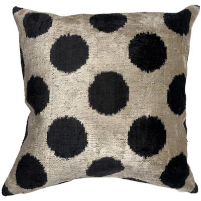 Canvello Black Dot Velvet Turkish Pillow - 16'' X 16'' - Canvello