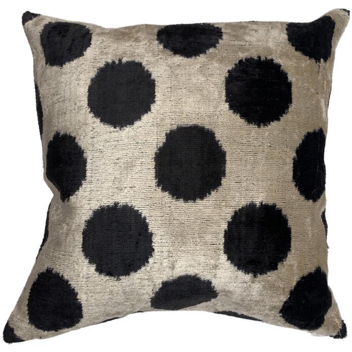 Canvello Black Dot Velvet Turkish Pillow - 16'' X 16''