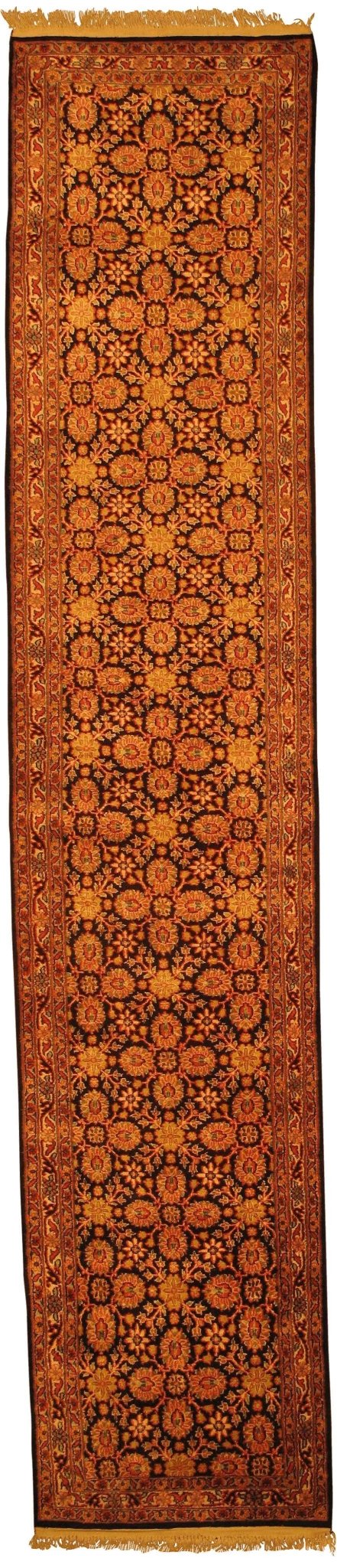 Canvello Black Fine Tabriz runner 2'6'' X 12'2'' - Canvello