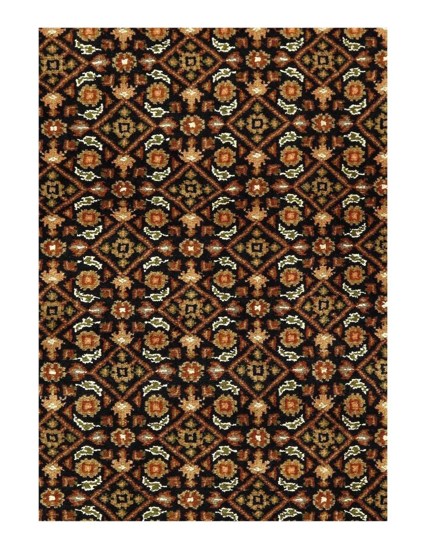 Canvello Black Herati fine Hand Knotted Rug 5' X 6' - Canvello