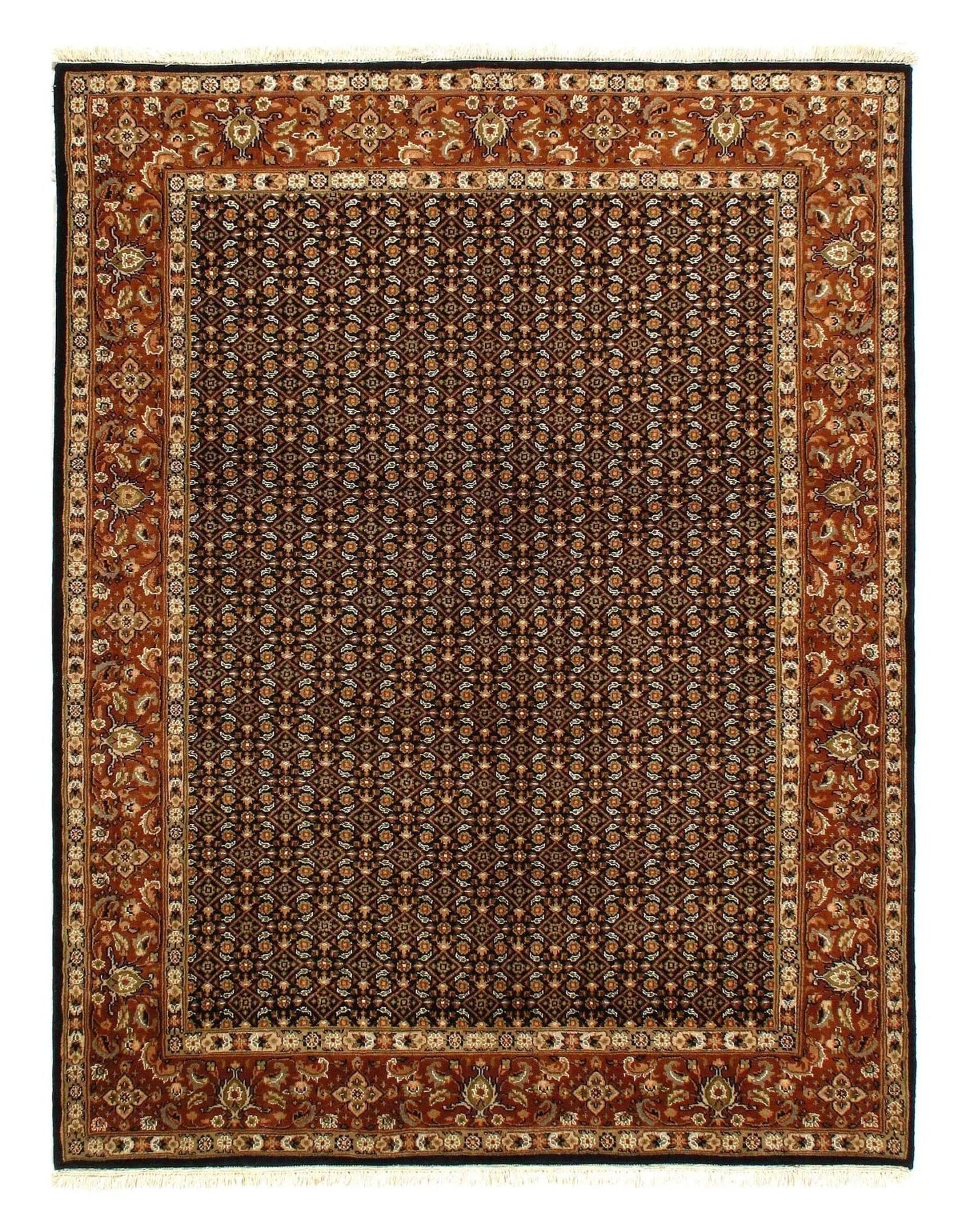 Canvello Black Herati fine Hand Knotted Rug 5' X 6' - Canvello