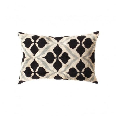 Canvello Black IKAT Velvet Designer Pillow - 16" X 24" - Canvello