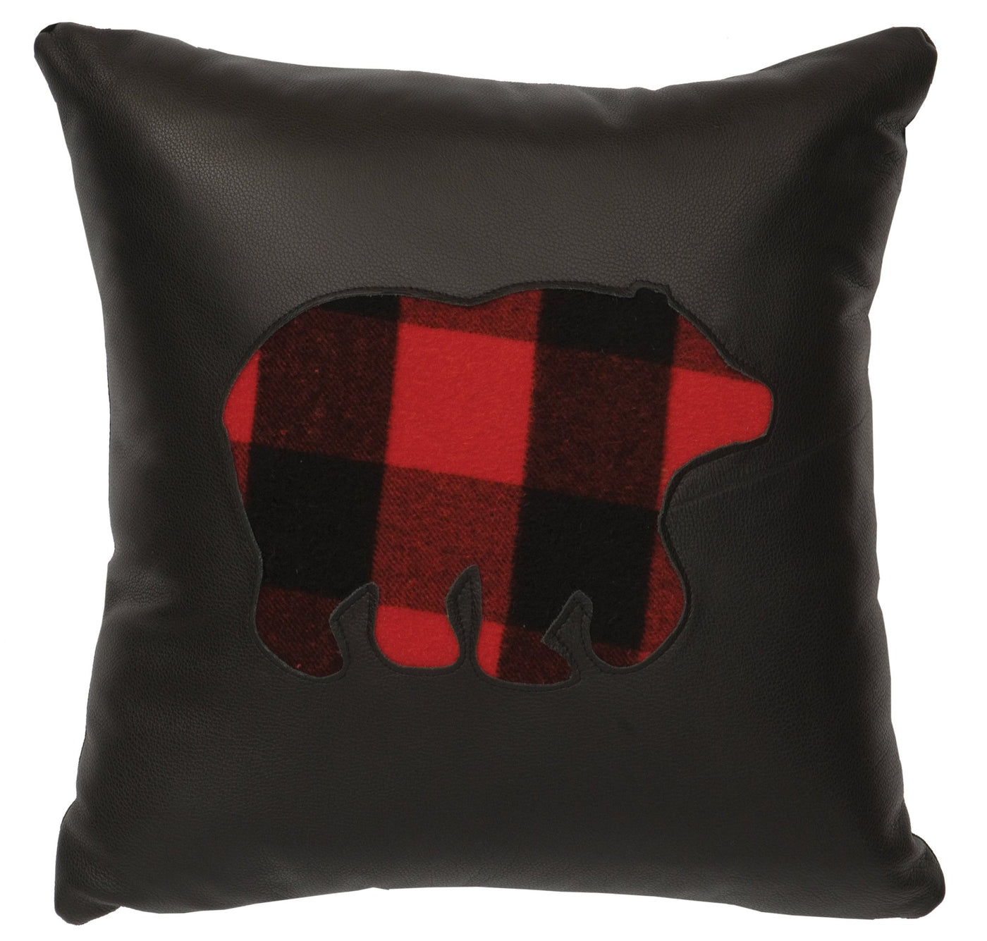 Canvello Black Leather Pillow - Fabric Back - 18"x18" - Canvello