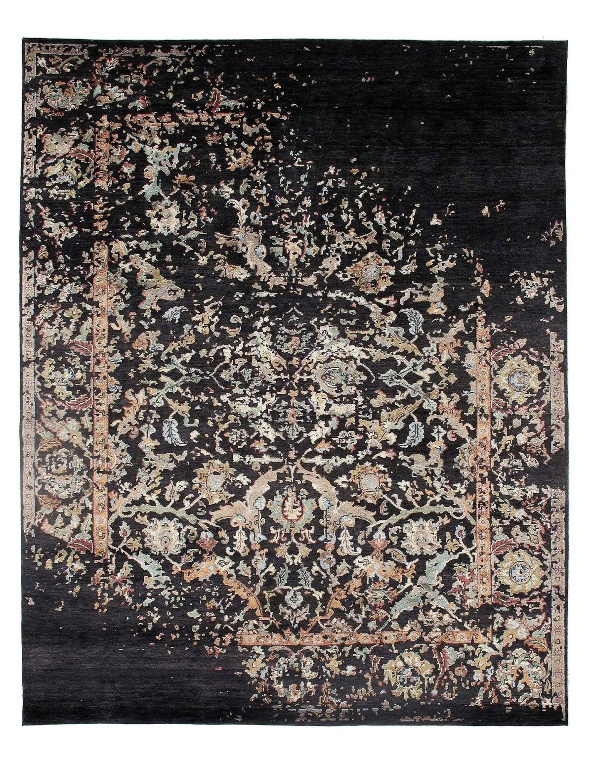 Canvello Black Modern Rug silk & wool Rug - 8'x10'