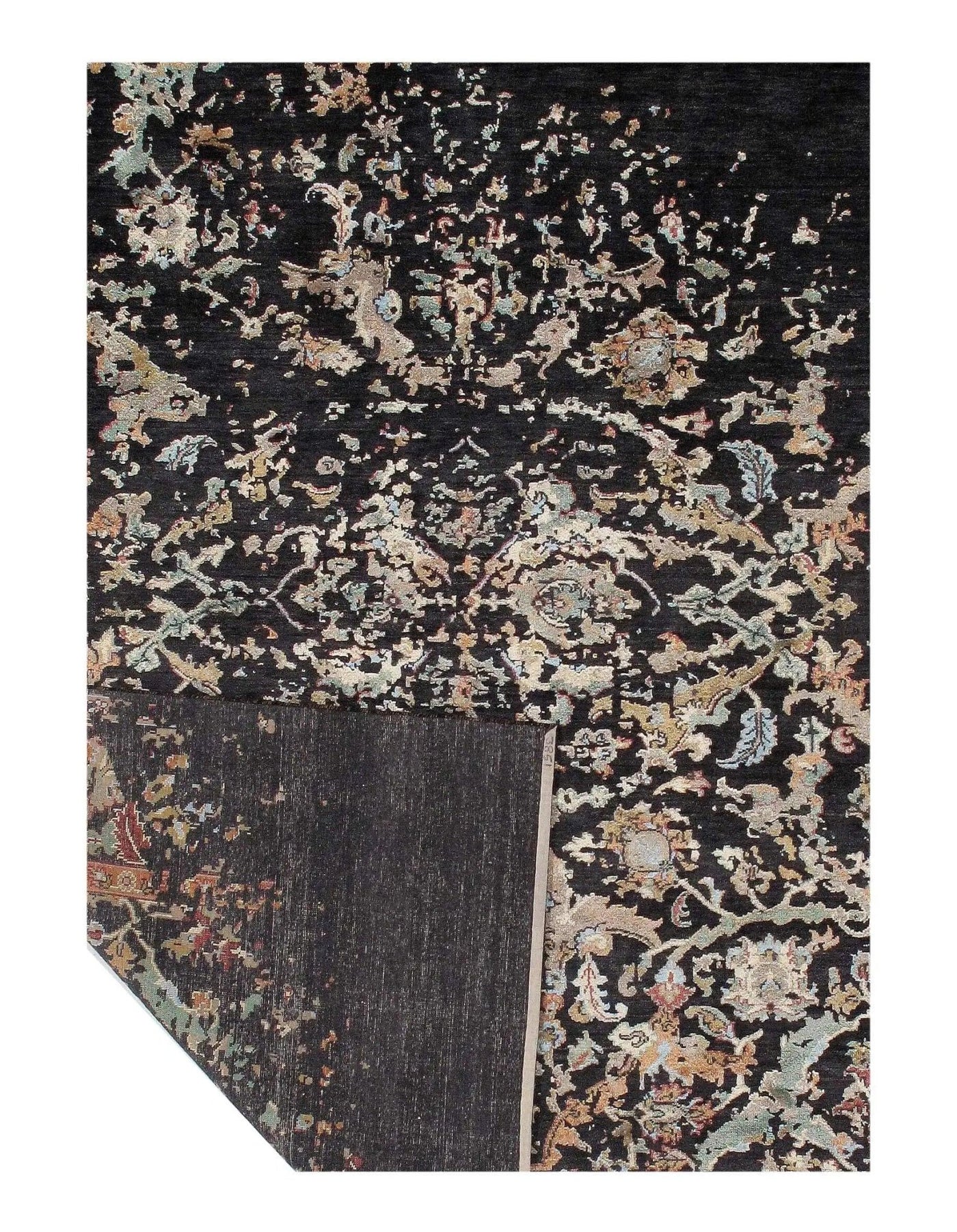 Canvello Black Modern Rug silk & wool Rug - 8'x10' - Canvello