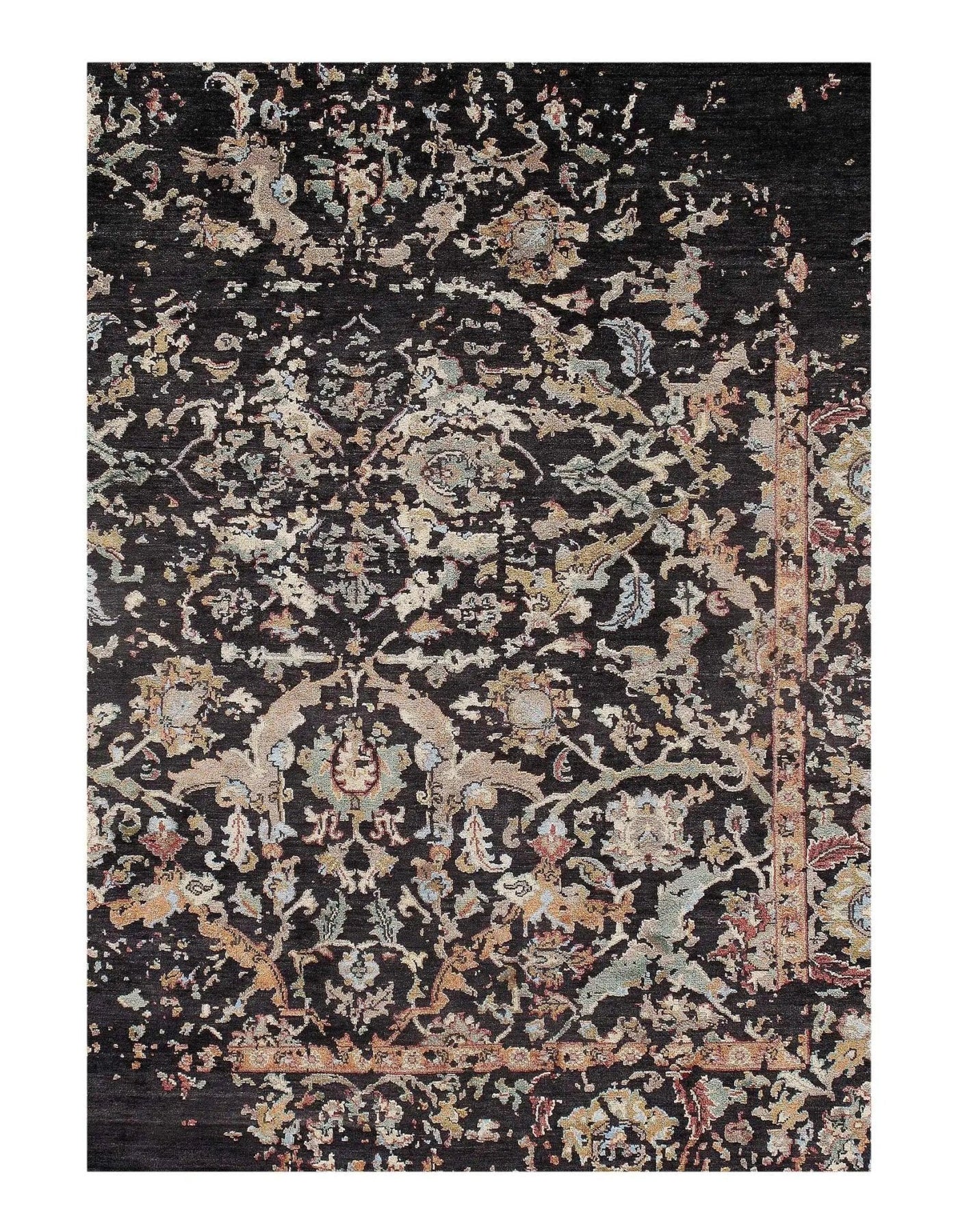 Canvello Black Modern Rug silk & wool Rug - 8'x10' - Canvello