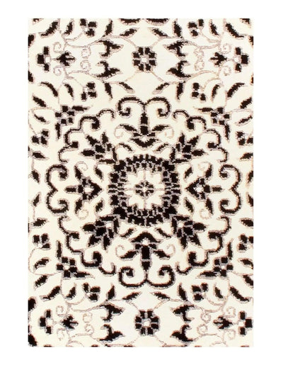 Canvello Black Modern V Silk Rug - 4'x6' - Canvello