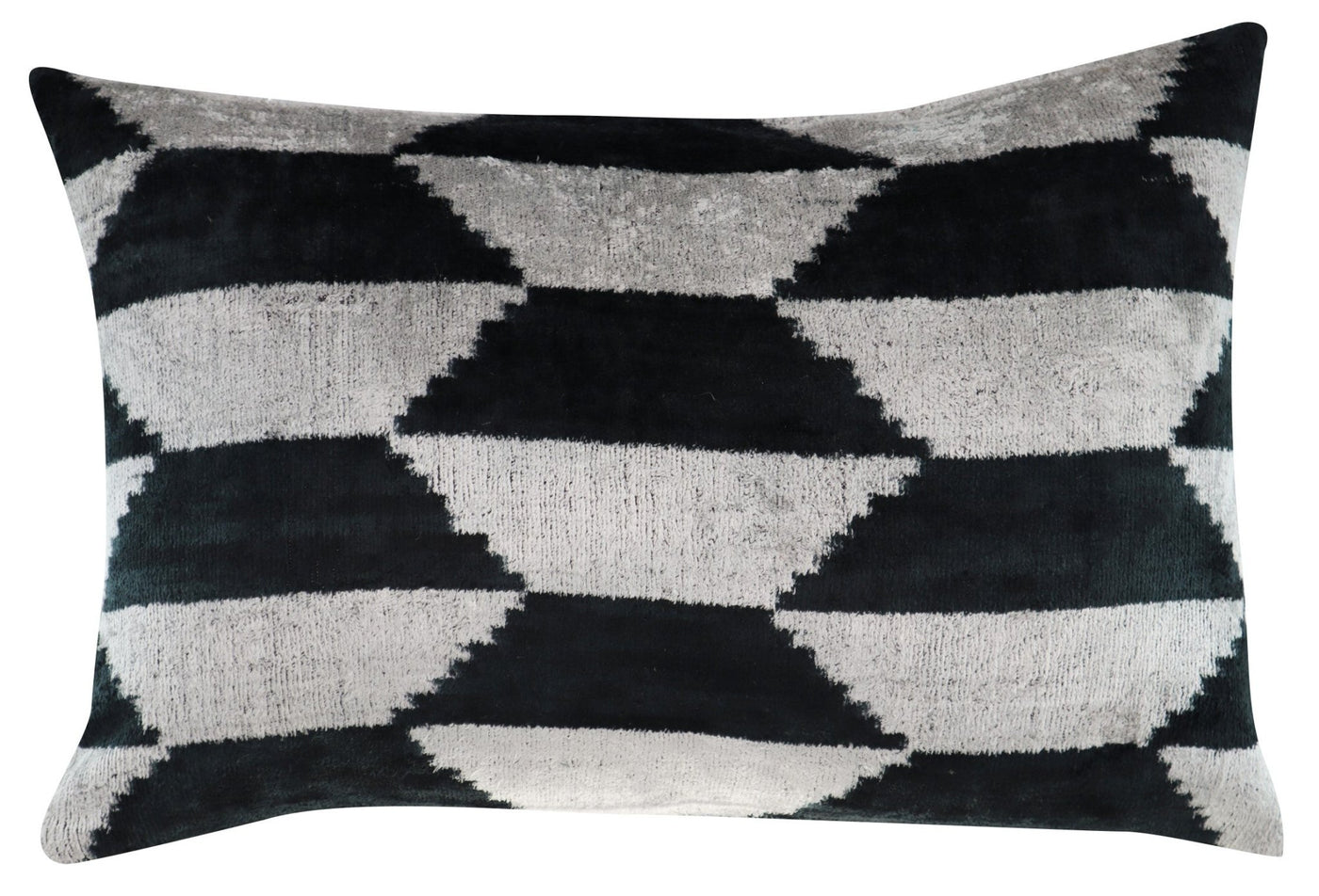 Canvello Black White Handmade 16x24 Silk Velvet Pillow, Organic Veg Dyed, Down/Feather Filled - Canvello