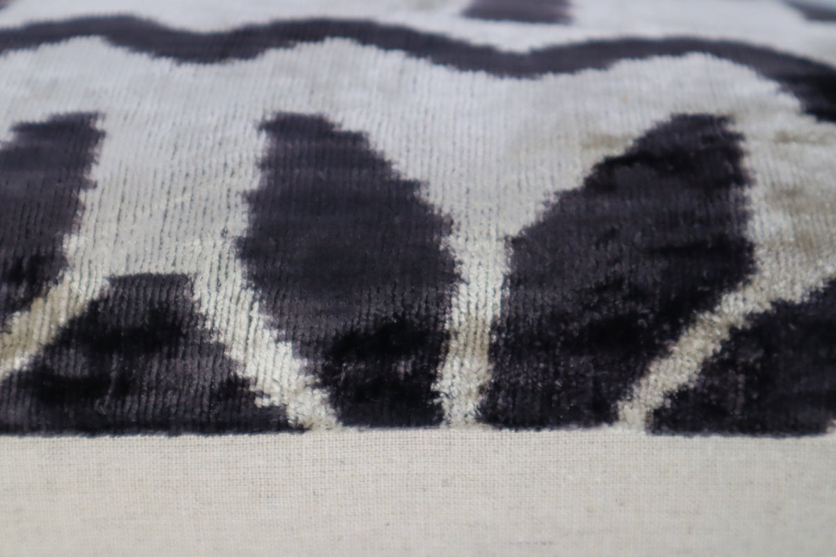 Canvello Black White Handmade 16x24 Silk Velvet Pillow, Organic Veg Dyed, Down/Feather Filled - Canvello