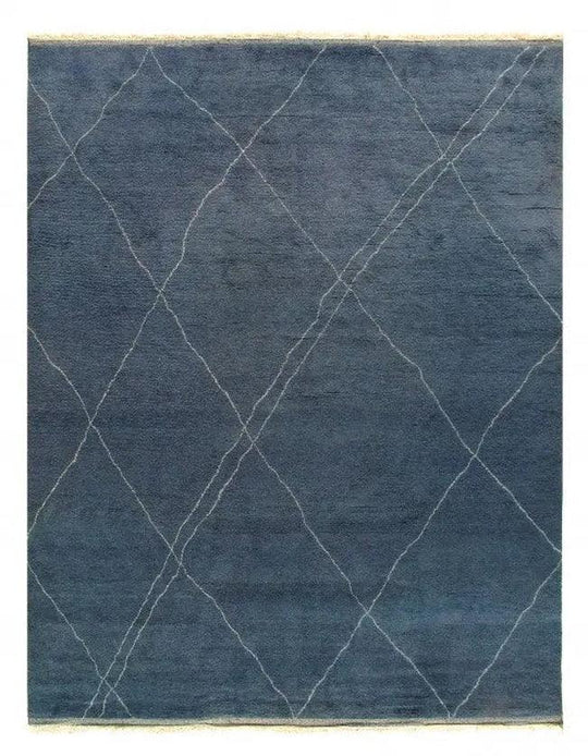 Canvello Blue Hand Knotted Moroccan Rug 10' X 13'