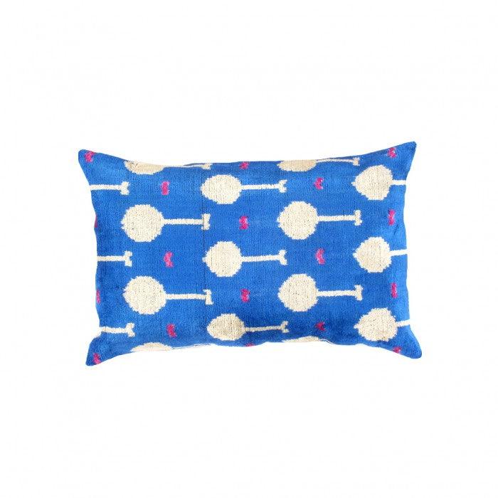 Blue Silk Velvet Ikat Pillow | Blue Velvet Ikat Pillow | Canvello