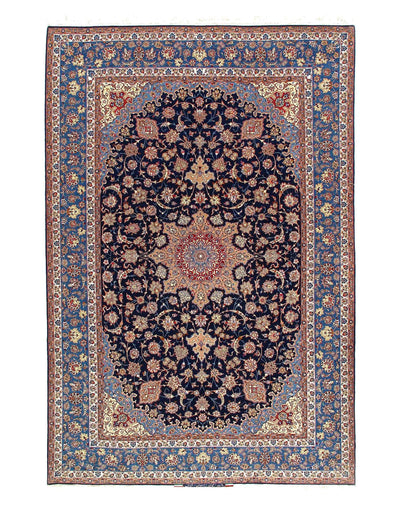 Canvello Blue Persian Silk & Wool Isfahan Rug - 7'9'' X 11'9''