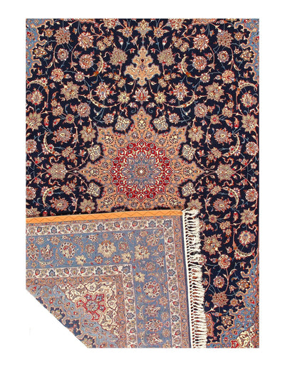 Canvello Blue Persian Silk & Wool Isfahan Rug - 7'9'' X 11'9''