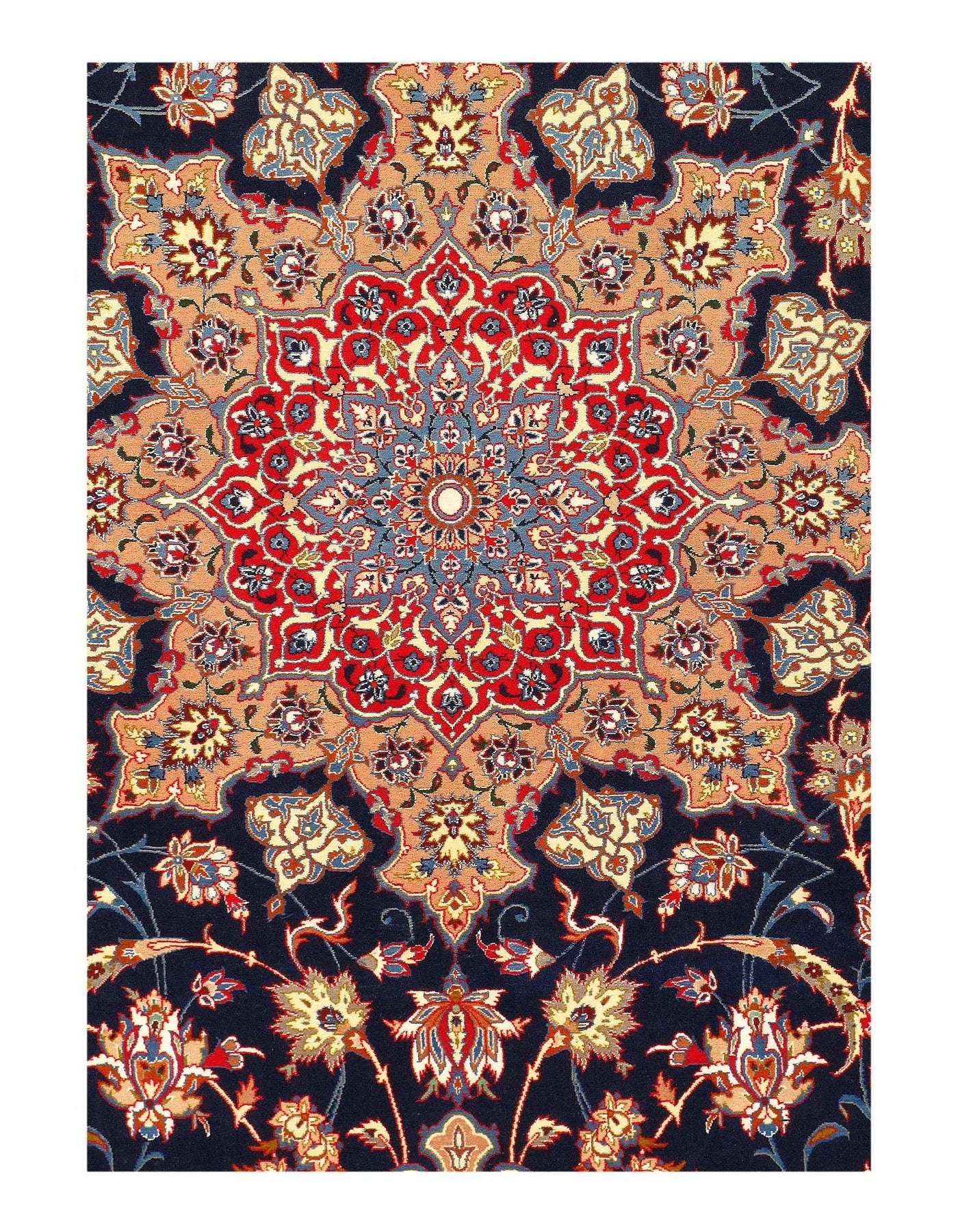 Canvello Blue Persian Silk & Wool Isfahan Rug - 7'9'' X 11'9''