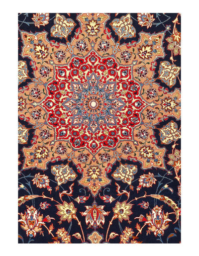 Canvello Blue Persian Silk & Wool Isfahan Rug - 7'9'' X 11'9''