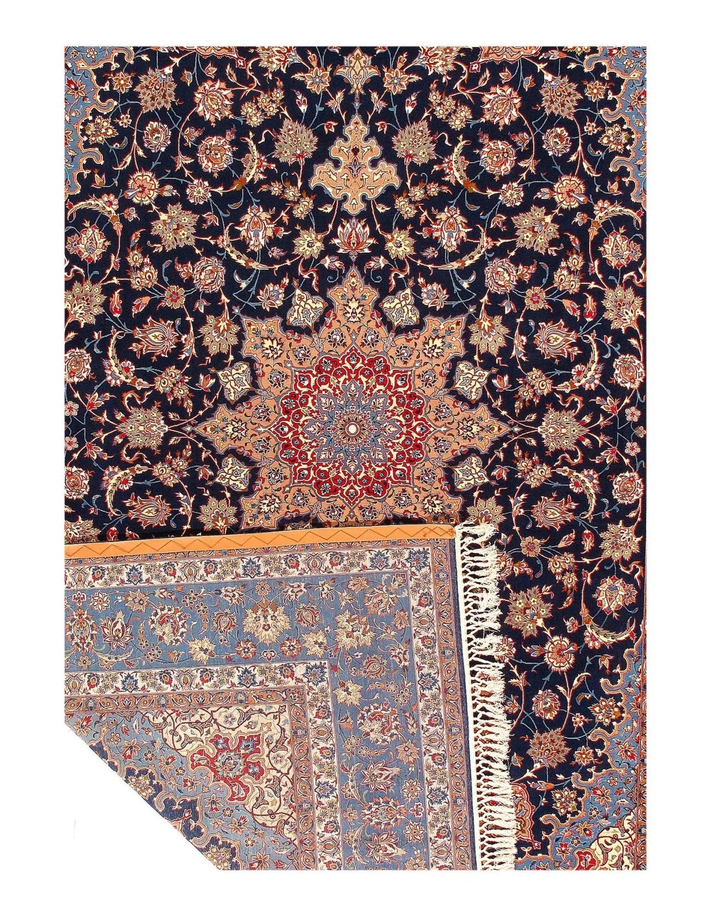 Canvello Blue Silkroad Silk & Wool Isfahan Rug - 7'9'' X 11'9'' - Canvello