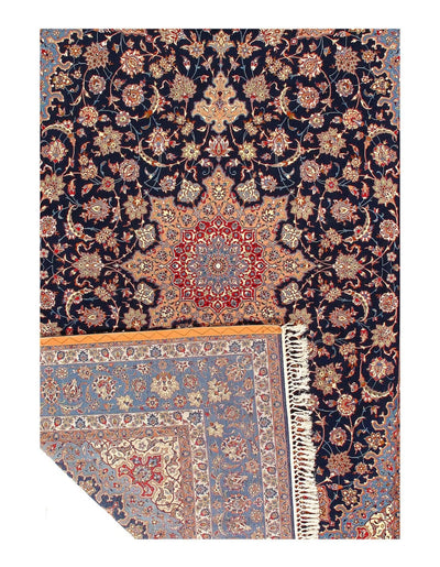 Canvello Blue Silkroad Silk & Wool Isfahan Rug - 7'9'' X 11'9'' - Canvello