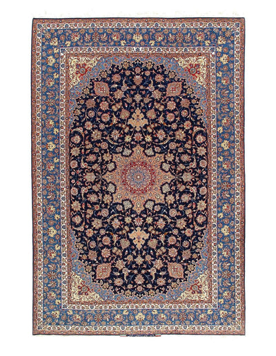 Canvello Blue Silkroad Silk & Wool Isfahan Rug - 7'9'' X 11'9'' - Canvello