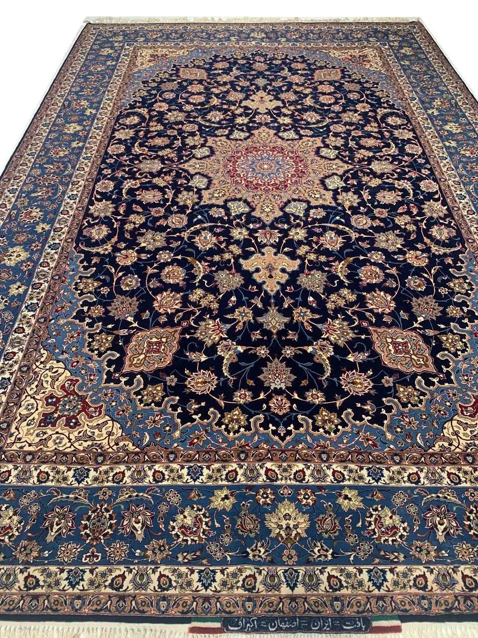 Canvello Blue Silkroad Silk & Wool Isfahan Rug - 7'9'' X 11'9'' - Canvello