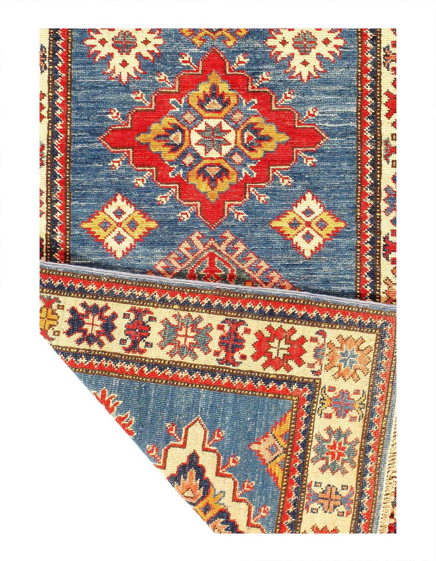 Canvello Blue Super Kazak Lamb's Wool Runner - 2'8" X 8' - Canvello