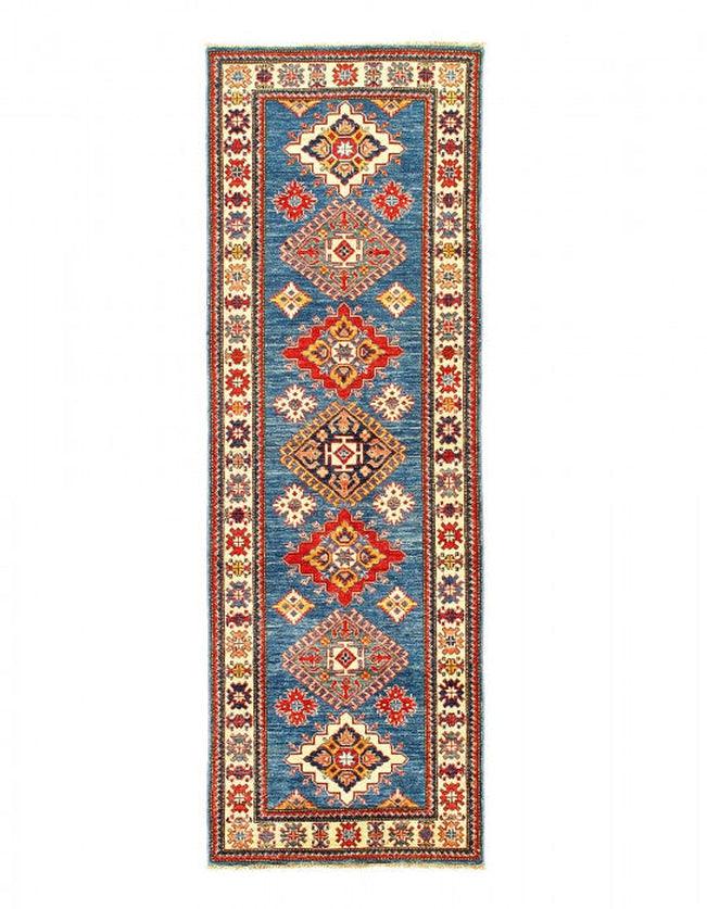 Canvello Blue Super Kazak Lamb's Wool Runner - 2'8" X 8' - Canvello