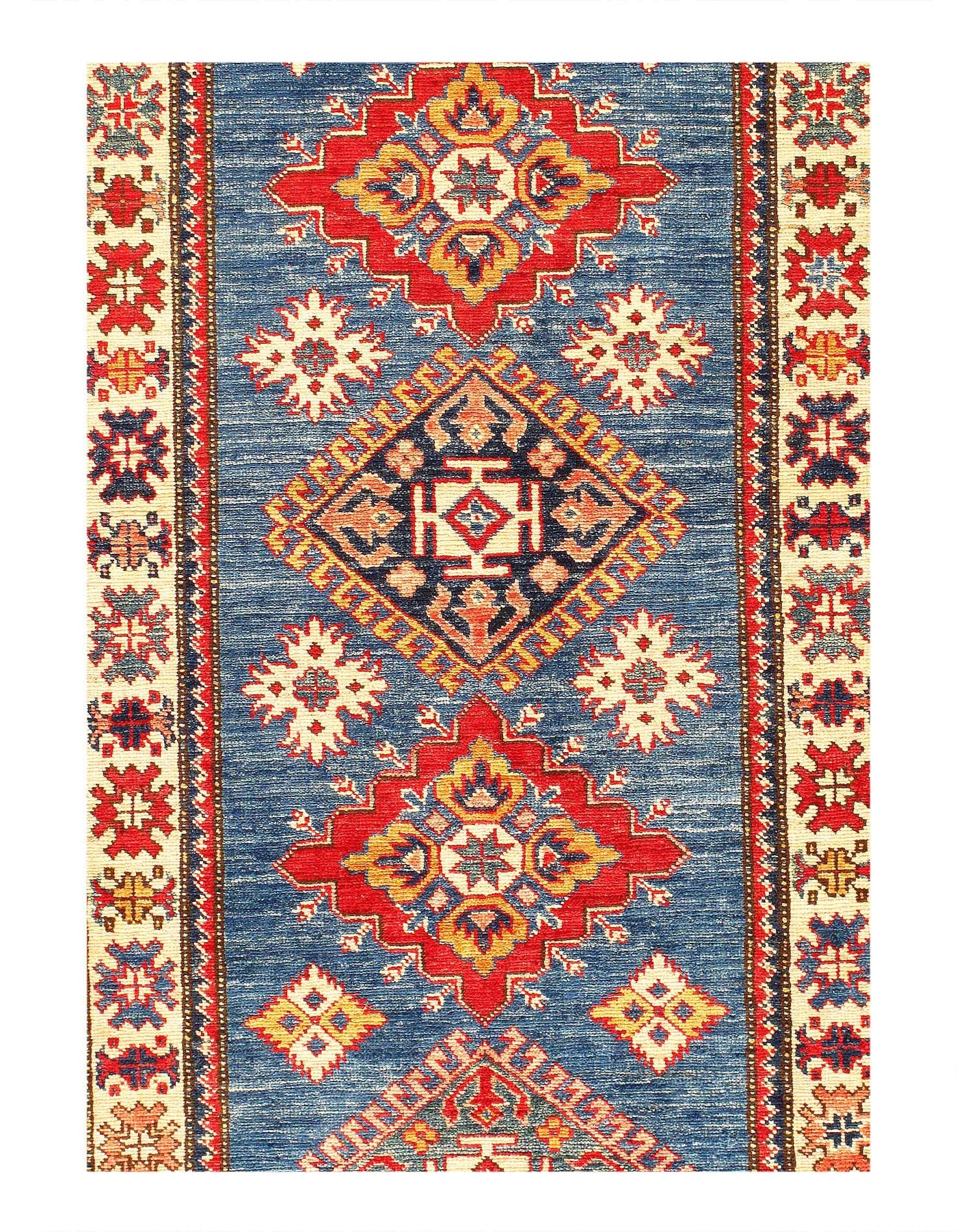 Canvello Blue Super Kazak Lamb's Wool Runner - 2'8" X 8' - Canvello