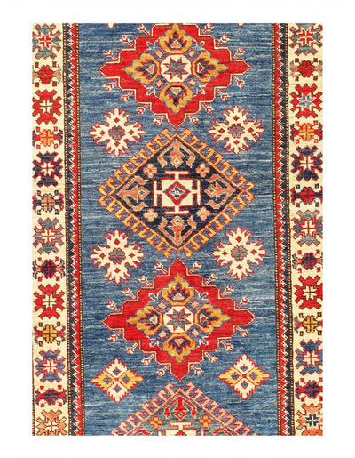 Canvello Blue Super Kazak Lamb's Wool Runner - 2'8" X 8' - Canvello