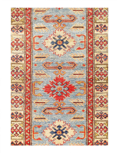 Canvello Blue Super Kazak Lamb's Wool Runner - 2'8" X 8'7" - Canvello