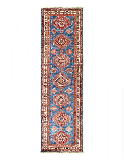 Canvello Blue Super Kazak Lamb's Wool Runner - 2'8" X 9'4" - Canvello