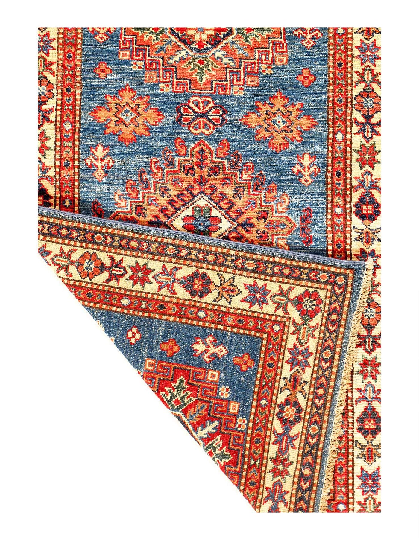 Canvello Blue Super Kazak Lamb's Wool Runner - 2'8" X 9'4" - Canvello