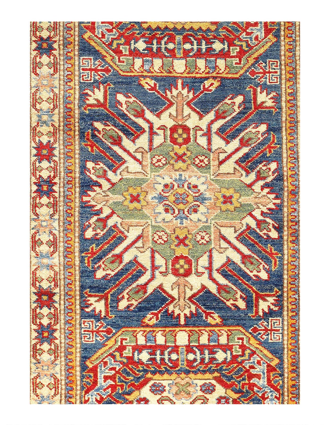 Canvello Blue Super Kazak Lamb's Wool Runner Rug - 2'11" X 12'2" - Canvello