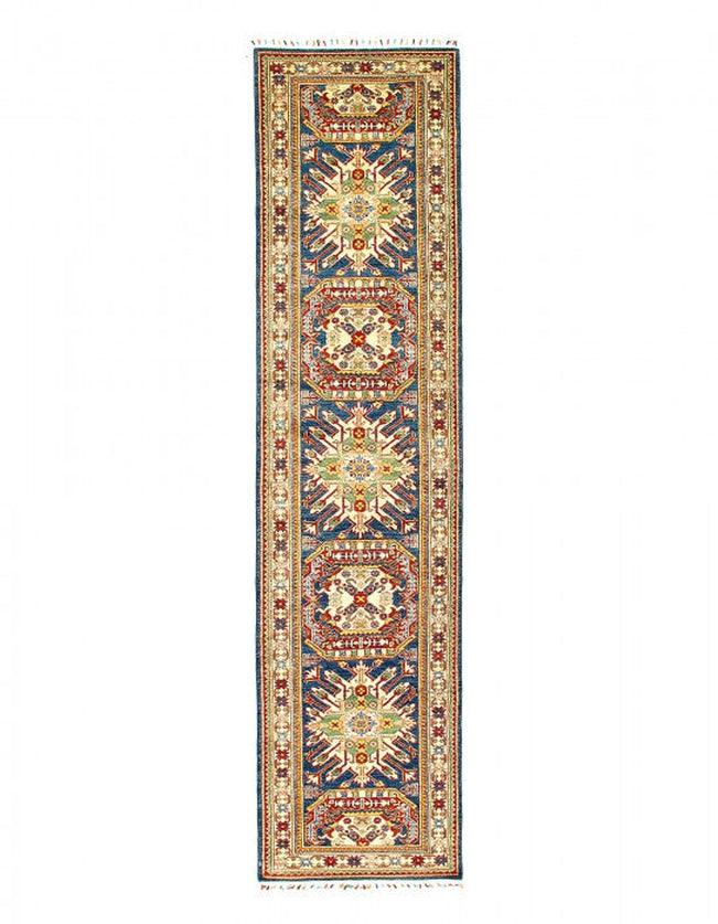 Canvello Blue Super Kazak Lamb's Wool Runner Rug - 2'11" X 12'2" - Canvello