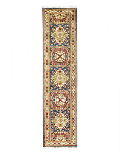 Canvello Blue Super Kazak Lamb's Wool Runner Rug - 2'11" X 12'2" - Canvello