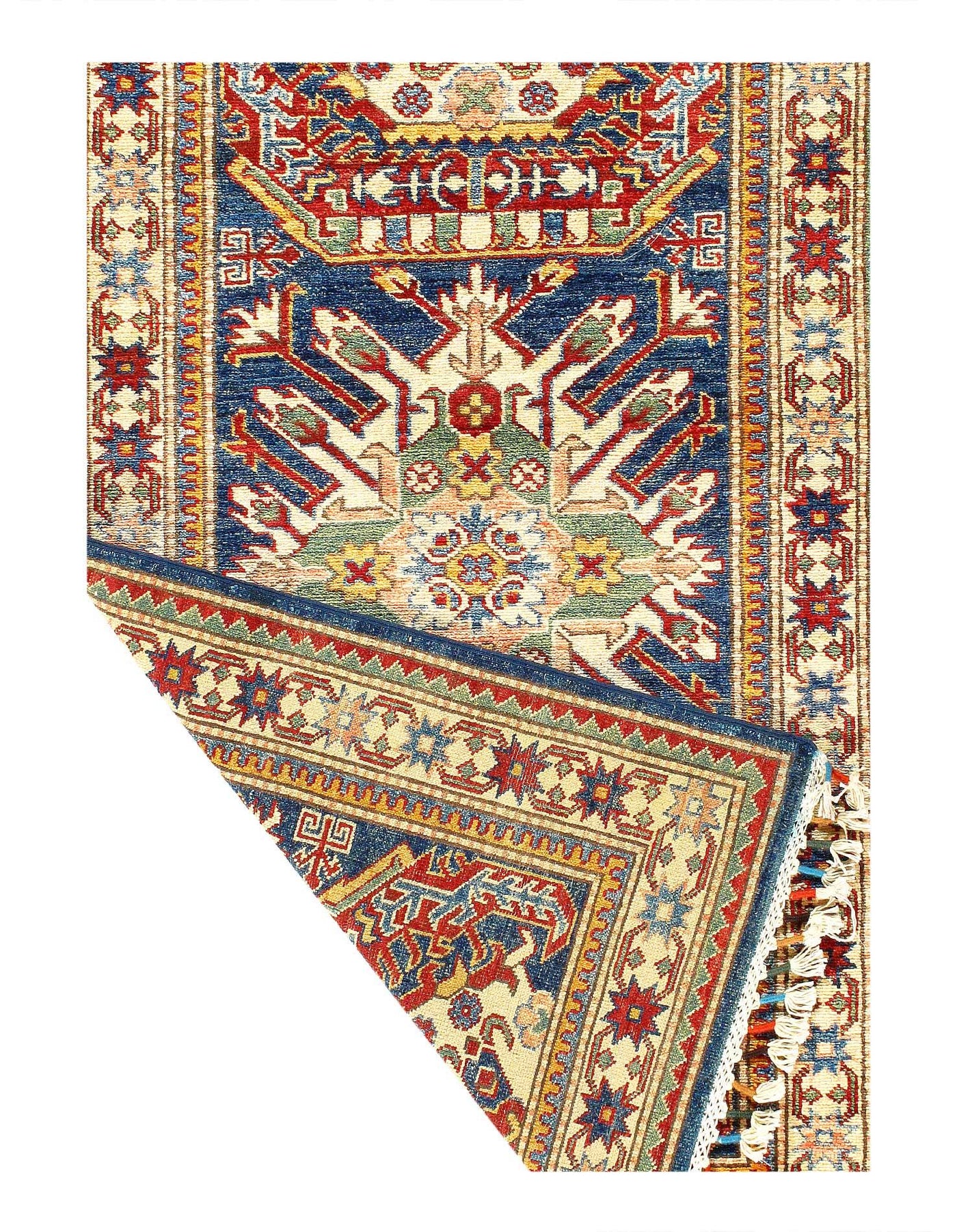 Canvello Blue Super Kazak Lamb's Wool Runner Rug - 2'11" X 12'2" - Canvello