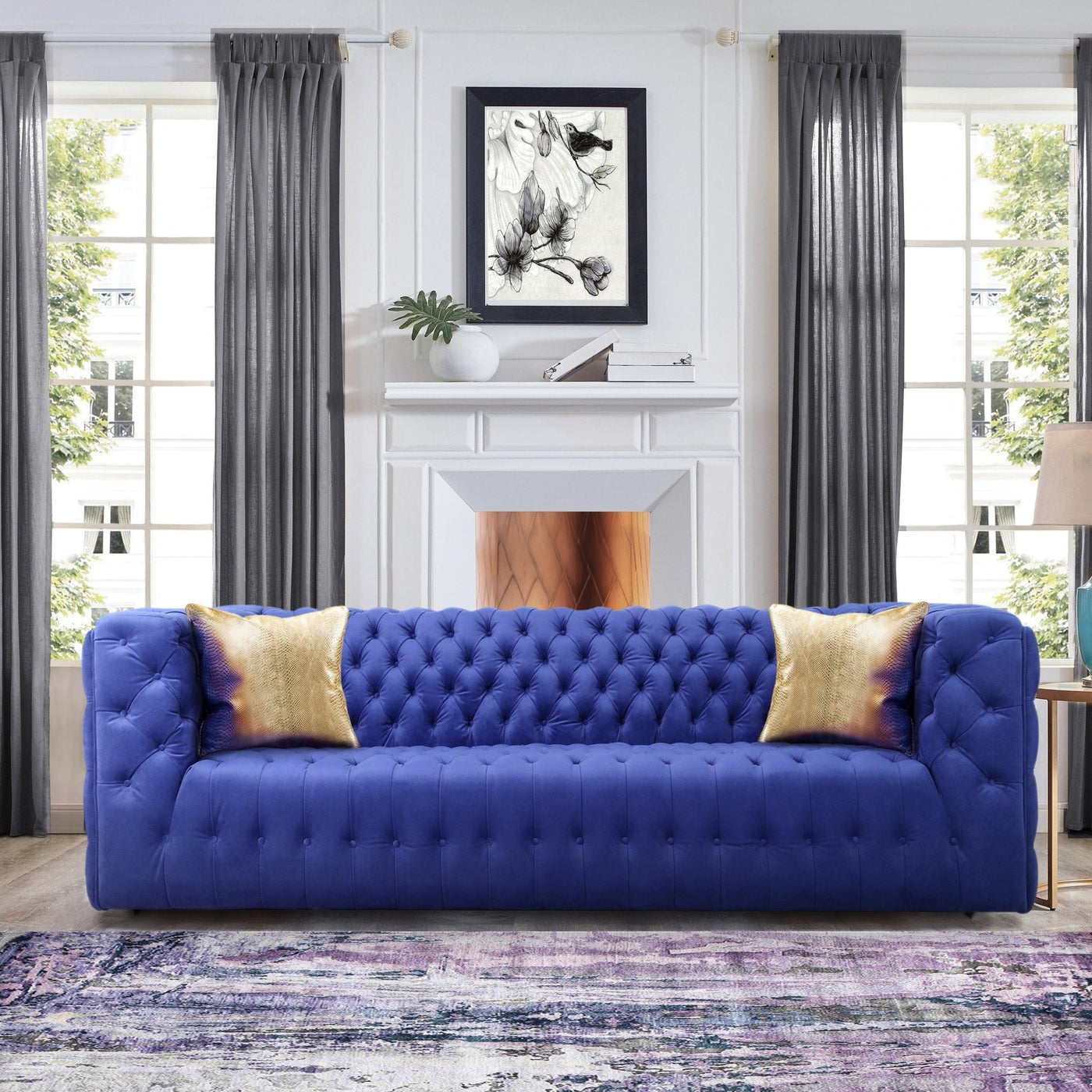 Canvello Blue Velvet Tufted Sofa - Canvello